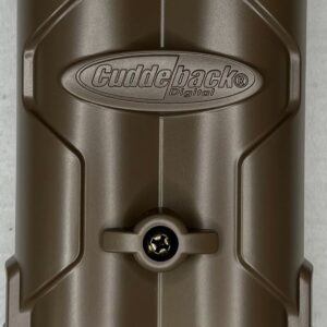 Close-up of a brown Gentleman's brand case with a combination lock.