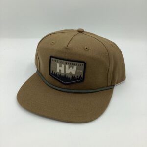 Brown baseball cap with HW logo patch on front.