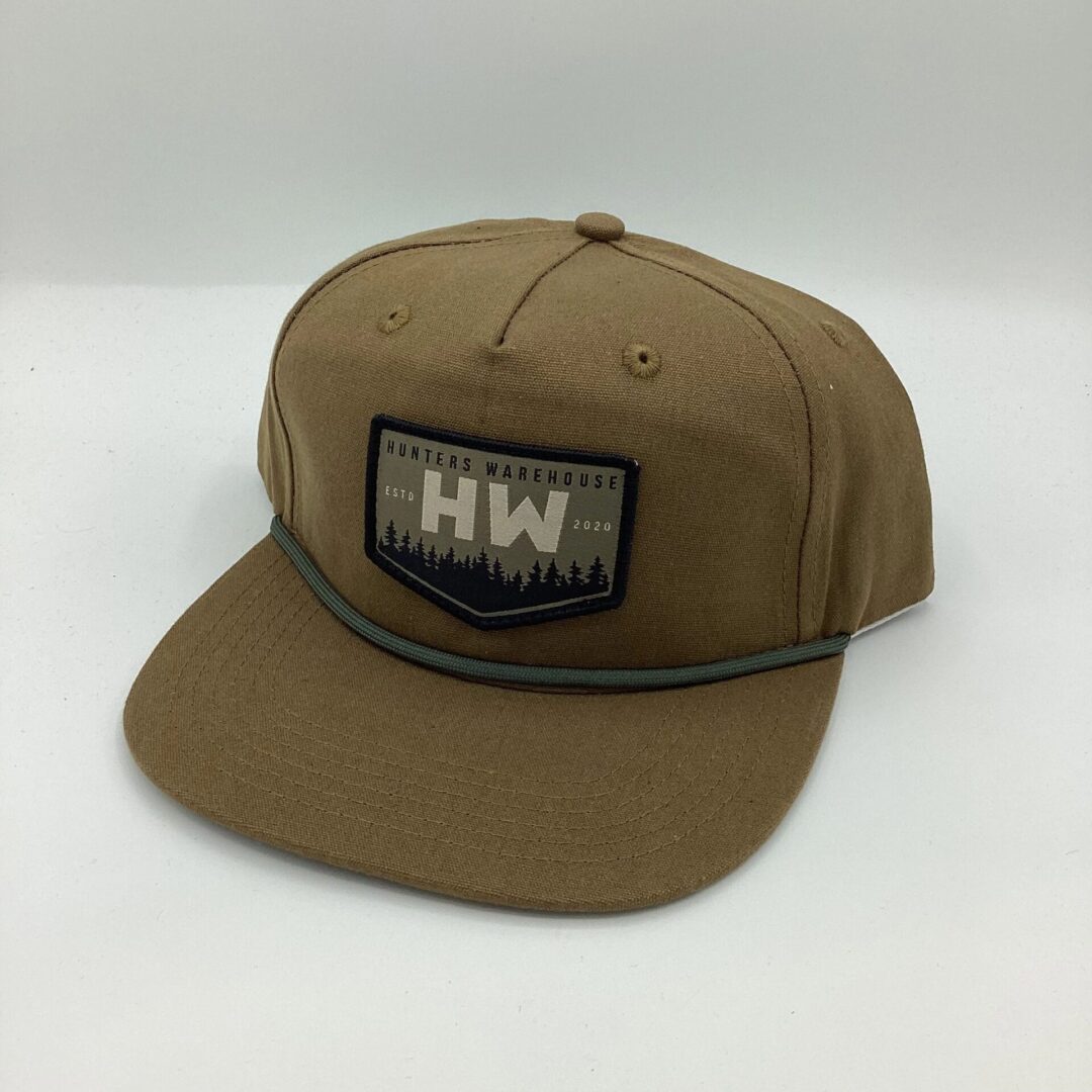 Brown baseball cap with HW logo patch on front.
