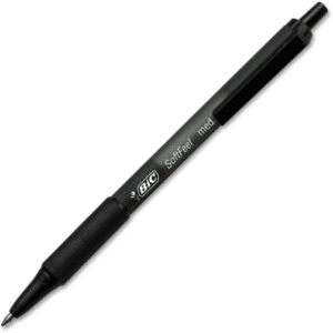 Black BIC pen with retractable tip.