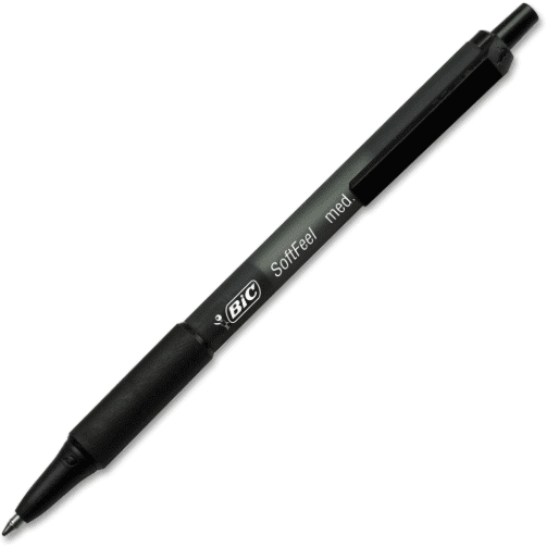 Black BIC pen with retractable tip.